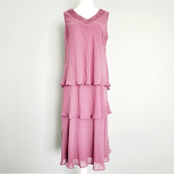Slny Purple Ruffle Sequin Dress - Picture 1 of 7